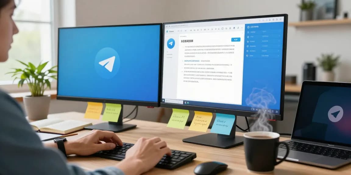 Seamless setup of Telegram Chinese interface in a modern workspace.