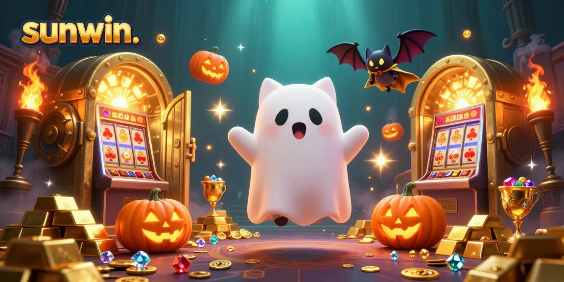 Engage in endless fun with sunwin. while ghostly characters float through a vibrant casino.